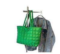 Borsa a tracolla invernale di grande capacità, borsa da donna in tinta unita, casual in cotone, con manico superiore alla moda(Green)