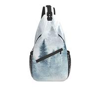 Borsa a tracolla Inverno Foresta Nebbia Pittura Albero Escursionismo Zainetto Zaino a tracolla a tracolla Zaino da viaggio per uomo Donna
