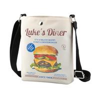 Borsa a tracolla ispirata al programma televisivo Luke's Diner Cheeseburger, regalo con stelle, borsa a tracolla cava regalo per lei, Cheeseburger Cr Regno Unito, 0