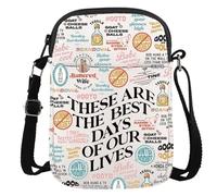 Borsa a tracolla ispirata al reality show televisivo con citazione "These are the best days of our lives", Le nostre vite Cr Eu, 5.91 Inches ×8.27 Inches