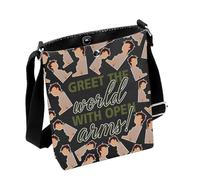 Borsa a tracolla ispirata alla mitologia greca di Odisseo Epic the Musical Characters, idea regalo per gli amanti dei fan epici, Saluta la W Nero