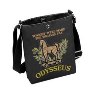Borsa a tracolla ispirata all'epica Odisseo , regalo per amanti dell'Odisseo, regalo musicale della Grecia antica, Pagare Nero