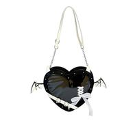 Borsa a tracolla Itabag a forma di cuore abbinata Bella spalla Incontri Messaggeri in stile giapponese per tutti i giorni a forma di cuore Itabag Spalla adorabile tracolla giapponese Incontri, Nero