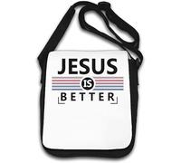 Borsa a tracolla Jesus Is Better Line Art Bianco