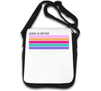 Borsa a tracolla Jesus Is Better Linea Art Pastello Bianco