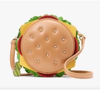 Borsa a tracolla Kate Spade New York Snack Bar 3D Hamburger nuova con etichette