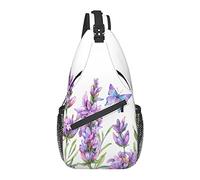 Borsa a tracolla Lavanda Campo di fiori Farfalla viola Escursionismo Zainetto Zaino a tracolla a tracolla Zaino da viaggio per uomo Donna