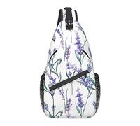 Borsa a tracolla Lavender Flower Botanical Bolral Purple Hiking Daypack Crossbody Shoulder Backpack Travel Chest Pack for Men Women