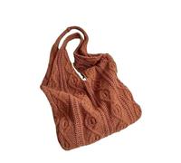 Borsa a tracolla lavorata a maglia Borsa a tracolla tessuta a mano per le donne Borsa da shopping casual Borsa da shopping all'uncinetto di grande capacità, Un colore, Style 2