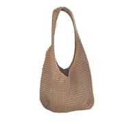 Borsa a tracolla lavorata a maglia Crochet Borsa a tracolla per il tempo libero spiaggia scava fuori borsa da donna tinta unita tessuto Totes Bag per viaggio, Kaki, One Size