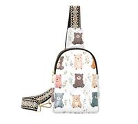 Borsa a tracolla leggera alla moda Cartoon Sweet Bear White borsa a tracolla leggera per le donne per l'escursionismo, cartone animato dolce orso bianco