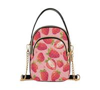 Borsa a tracolla leggera alla moda con fragole rosse pesca con tasche multiple per le donne da viaggio