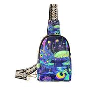 Borsa a tracolla leggera alla moda Psichedelica Paesaggio Colorato Borsa a tracolla leggera per il viaggio, paesaggio colorato psichedelico, 1 size