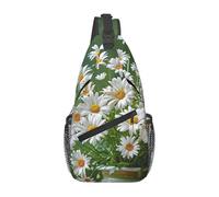 Borsa a tracolla leggera con stampa di parole e lezioni di matematica, per donne e uomini, per viaggi, escursionismo, corsa, sport, Fiori Floreali Margherite, Taglia unica