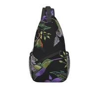 Borsa a tracolla leggera con stampa di parole e lezioni di matematica, per donne e uomini, per viaggi, escursionismo, corsa, sport, Fiore Colibrì Ricamo, Taglia unica