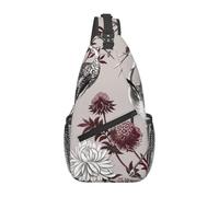 Borsa a tracolla leggera con stampa di parole e lezioni di matematica, per donne e uomini, per viaggi, escursionismo, corsa, sport, Incisione botanica con erbe floreali, Taglia unica
