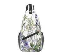 Borsa a tracolla leggera con stampa di parole e lezioni di matematica, per donne e uomini, per viaggi, escursionismo, corsa, sport, Erbe Fiorite E Piante Erbacee, Taglia unica