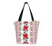 Borsa a tracolla leggera con stampa di rose ucraino ricamata, da spiaggia, alla moda, da viaggio, accessorio funzionale