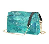 Borsa a tracolla leggera della cinghia a catena con capacità 2.5L per le | Borsa a tracolla leggera in pelle PU con texture delicata sulla pelle Weekend Casual Outing Blue Ombre Mermaid