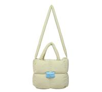 Borsa a tracolla leggera in nylon trapuntato con imbottitura morbida verso il basso per le donne borse a tracolla alla moda di grande capacità, Giallo, Taglia unica
