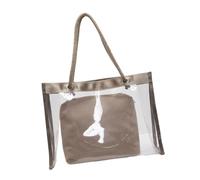 Borsa a tracolla leggera in PVC trasparente e alla moda di grande capacità e borsa per il trucco per lo shopping o l'evento dello stadio, Kaki, Bohémien
