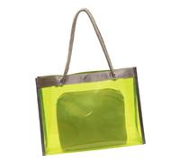 Borsa a tracolla leggera in PVC trasparente e alla moda di grande capacità e borsa per il trucco per lo shopping o l'evento dello stadio, Verde scuro, Bohémien