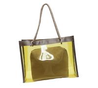 Borsa a tracolla leggera in PVC trasparente e alla moda di grande capacità e borsa per il trucco per lo shopping o l'evento dello stadio, Giallo, Bohémien