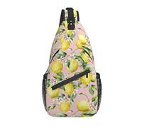 Borsa a tracolla Lemon Flower Leaf Pink Hiking Daypack Crossbody Shoulder Backpack Travel Chest Pack for Men Women