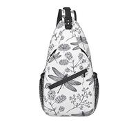 Borsa a tracolla libellula fiore botanico disegnato a mano da escursionismo zaino a tracolla zaino da viaggio zaino da viaggio per uomo donna