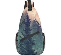 Borsa a tracolla Magic Misty Forest Fog Tree Nature Landscape Wonderland Hiking Daypack Crossbody Shoulder Backpack Travel Chest Pack for Men Women