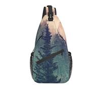 Borsa a tracolla Magic Misty Forest Fog Tree Nature Landscape Wonderland Hiking Daypack Crossbody Shoulder Backpack Travel Chest Pack for Men Women