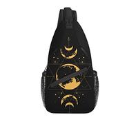 Borsa a tracolla Magic Moon Black Gold Tarot Hiking Daypack Crossbody Shoulder Backpack Travel Chest Pack for Men Women