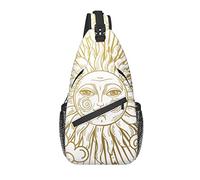 Borsa a tracolla Magic Sun Boho White Gold Moon Estetica Escursionismo Daypack Crossbody Shoulder Backpack Travel Chest Pack for Men Women