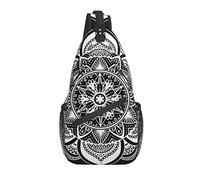 Borsa a tracolla Mandala Flower Indie Black and White Hiking Daypack Crossbody Shoulder Backpack Travel Chest Pack for Men Women