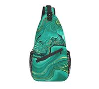 Borsa a tracolla Marble Green Abstract Art Escursionismo Daypack Crossbody Shoulder Backpack Travel Chest Pack for Men Women