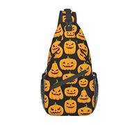 Borsa a tracolla margherita con modelli di zucca di Halloween Borsa a tracolla sul petto da uomo, leggera, per escursioni e viaggi