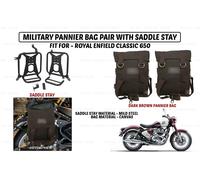 Borsa a tracolla marrone scuro "Coppia con supporto sella per Royal Enfield C...