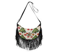Borsa a tracolla media con albero di Natale e regali per le donne con dettaglio nappa borse a tracolla di medie dimensioni per donna borsa a tracolla da donna