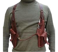 Borsa a tracolla medievale sotto le ascelle, in pelle PU, stile vintage, doppia fondina a tracolla, tasca a portafoglio, regolabile, nascosta, antifurto, Rosso, Taglia unica