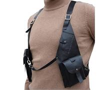 Borsa a tracolla medievale sotto le ascelle, in pelle PU, stile vintage, doppia fondina a tracolla, tasca a portafoglio, regolabile, nascosta, antifurto, Nero