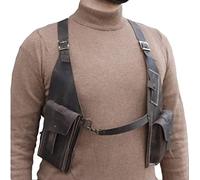 Borsa a tracolla medievale sotto le ascelle, in pelle PU, stile vintage, doppia fondina a tracolla, tasca a portafoglio, regolabile, nascosta, antifurto, Marrone, Taglia unica