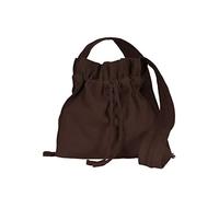 Borsa a tracolla medioevale in tela in quattro colori - con nastro intrecciato - da donna - marrone