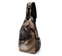 Borsa A Tracolla Militare Animal Pug Dog Moda Zaino Monospalla Multiuso Borsa Crossbody Per Viaggio Outdoors Trekking 19X39Cm