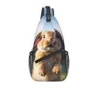 Borsa A Tracolla Militare Cute Funny Rabbit Antifurto Zaino A Monospalla Portatile Zainetto Per Viaggio Alpinismo Trekking 19X39Cm