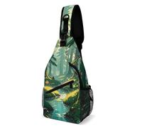 Borsa A Tracolla Militare Enchanted Wilderness On Dark Green Multiuso Zaino Monospalla Sportivo Spalla Borsa Per Ciclismo Uso Quotidiano Trekking 19X39Cm