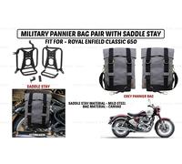 Borsa a tracolla militare grigia "Coppia con supporto sella per Royal Enfield...