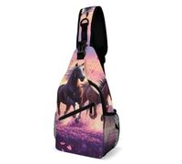 Borsa A Tracolla Militare Horse Cherry Flower Antifurto Borsello A Tracolla Multiuso Spalla Borsa Per Alpinismo Ciclismo Trekking 19X39Cm