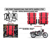 Borsa a tracolla militare rossa "Coppia con supporto sella per Royal Enfield ...
