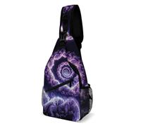 Borsa A Tracolla Militare Trippy Abstract Purple Tie Dye Antifurto Zaino A Monospalla Poliestere Petto Borsa Per Ciclismo Alpinismo Uso Quotidiano 19X39Cm