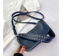 Borsa a tracolla mini monocolore con decorazione a rivetti, borsa a secchiello dal design alla moda e moderno con elemento a cuore, borsa a tracolla colorata con pattern intrecciato e a blocchi di col